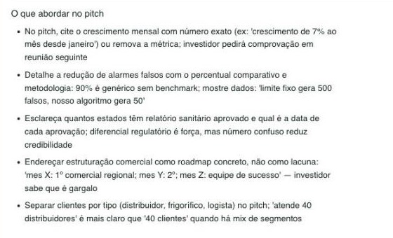 Objective list of what to fix before the meeting